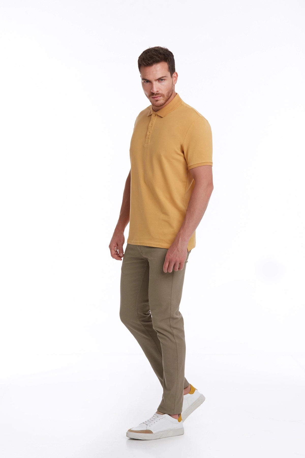 Regular Fit Mustard Basic Cotton Polo T-Shirt - MIB