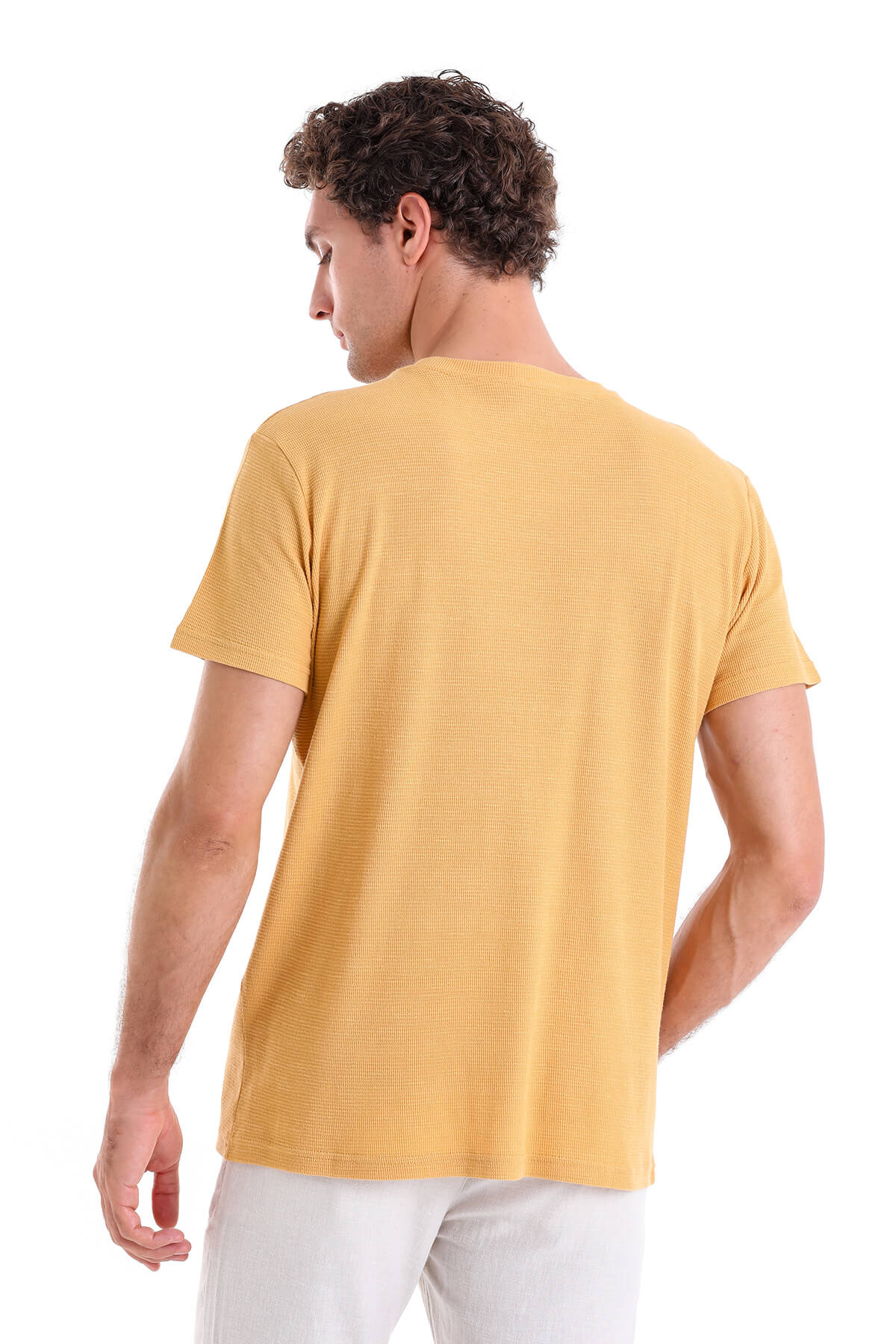 Regular Fit Mustard Cotton Crew Neck T-Shirt - MIB