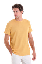 Regular Fit Mustard Cotton Crew Neck T-Shirt - MIB