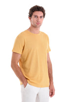 Regular Fit Mustard Cotton Crew Neck T-Shirt - MIB