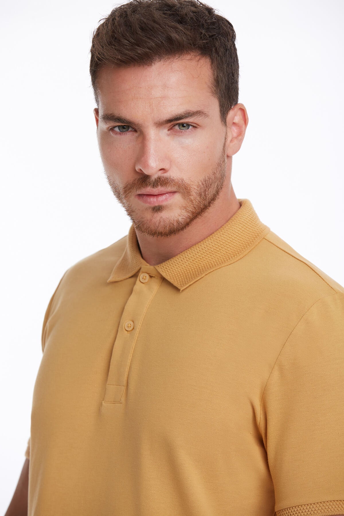 Regular Fit Mustard Cotton Polo T-Shirt - MIB