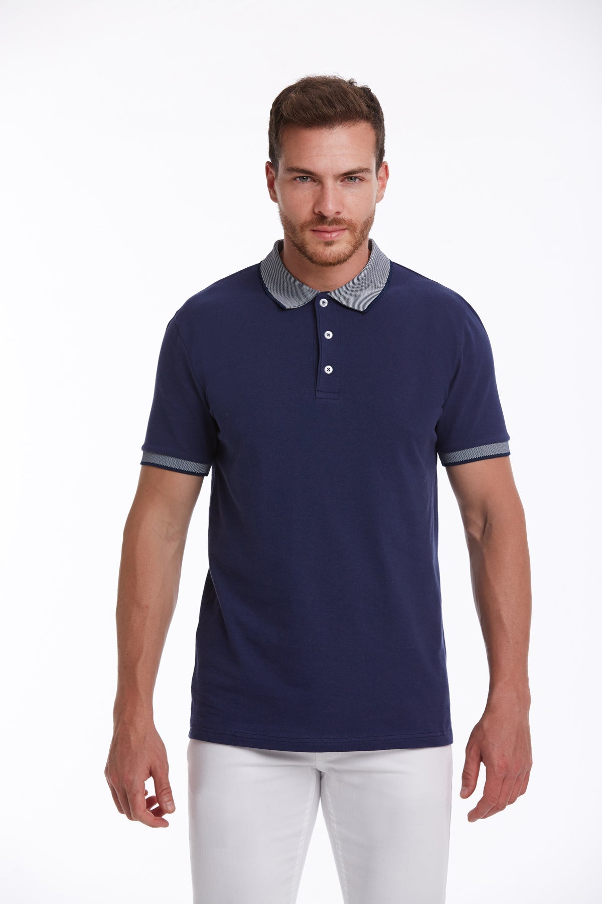 Regular Fit Navy Basic 100% Cotton Polo T-Shirt - MIB