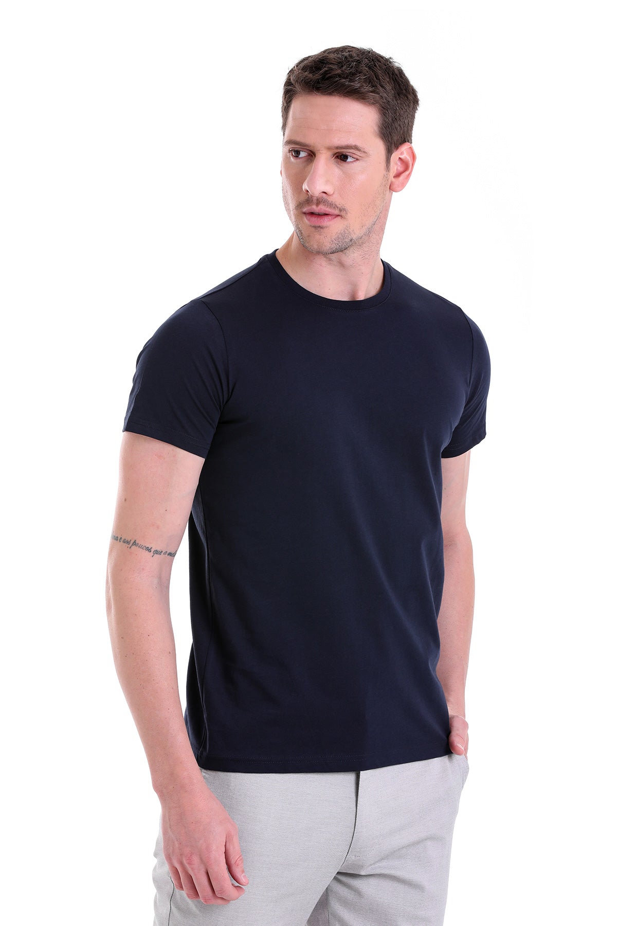 Regular Fit Navy Basic Cotton Crew Neck T-Shirt - MIB