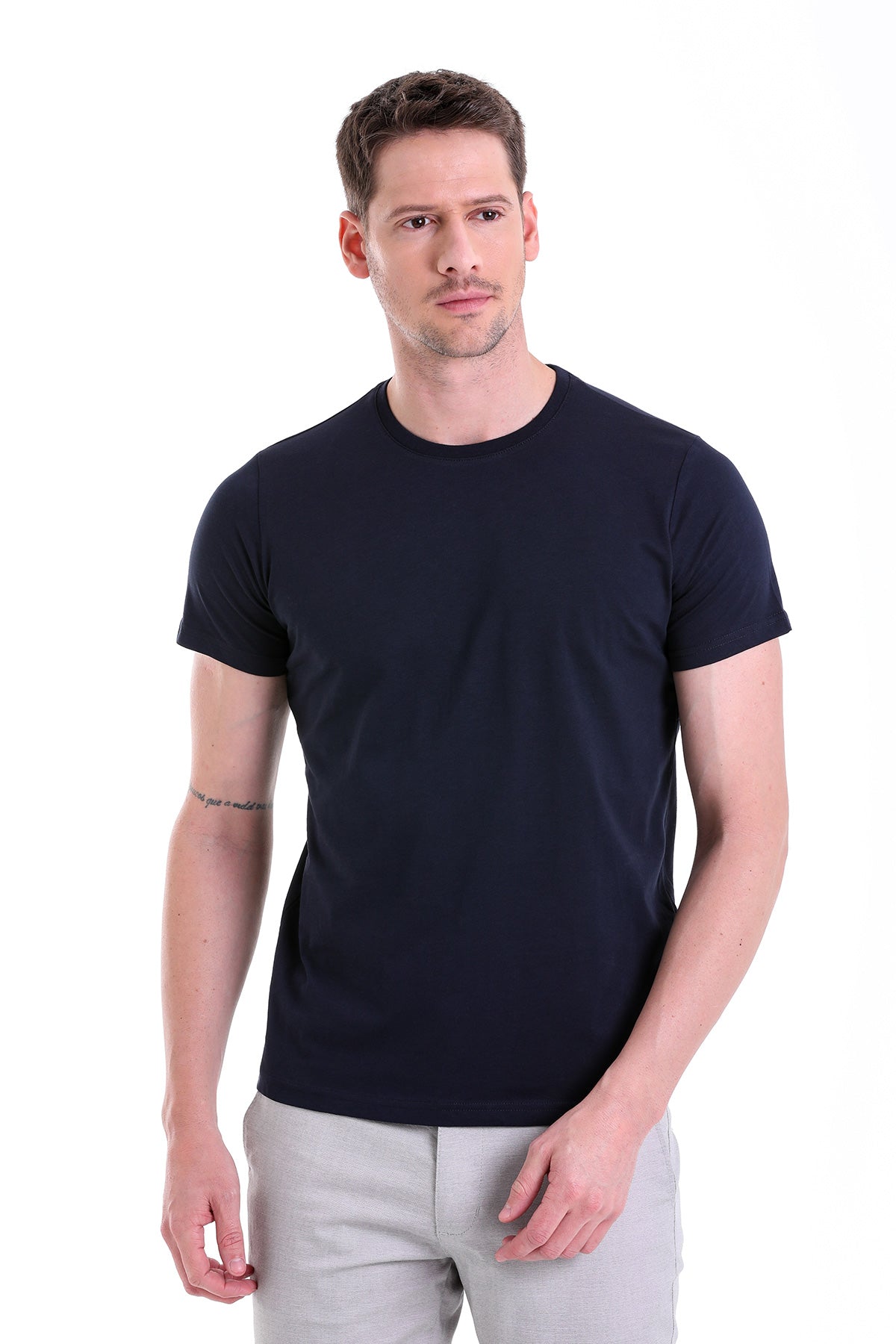 Regular Fit Navy Basic Cotton Crew Neck T-Shirt - MIB