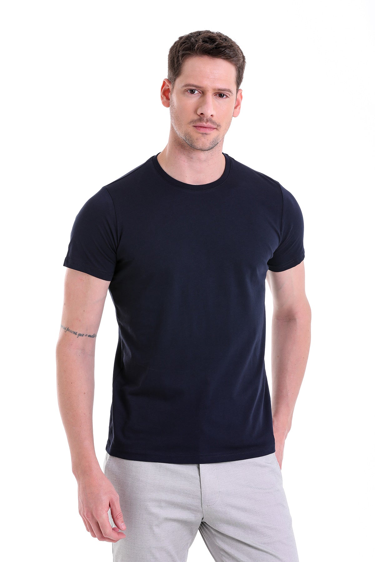 Regular Fit Navy Basic Cotton Crew Neck T-Shirt - MIB