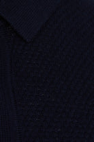 Regular Fit Navy Cotton Blend Jacquard Polo T-Shirt - MIB