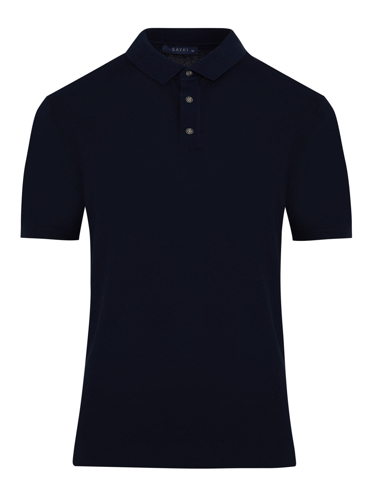 Regular Fit Navy Cotton Blend Jacquard Polo T-Shirt - MIB