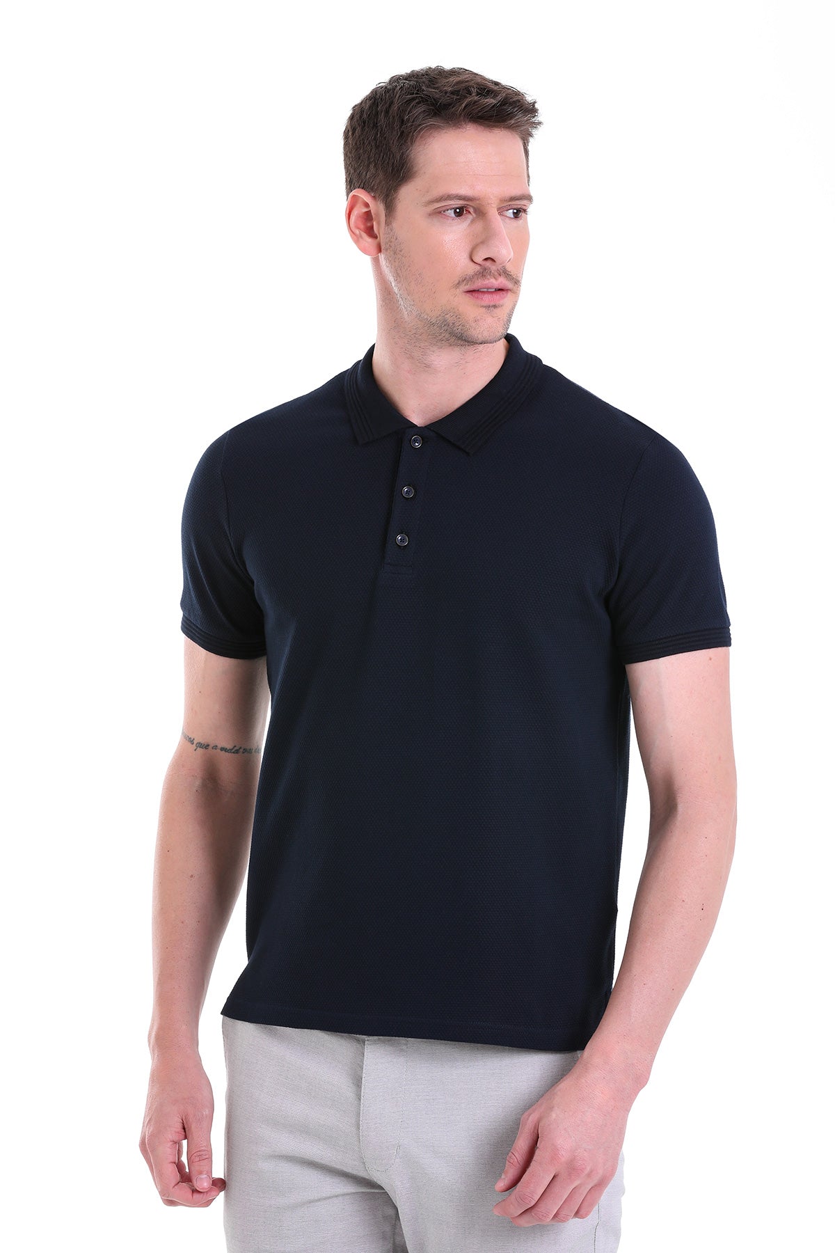 Regular Fit Navy Cotton Polo T-Shirt - MIB