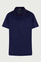 Regular Fit Navy Cotton Red-Tipped Collar Polo T-Shirt - MIB