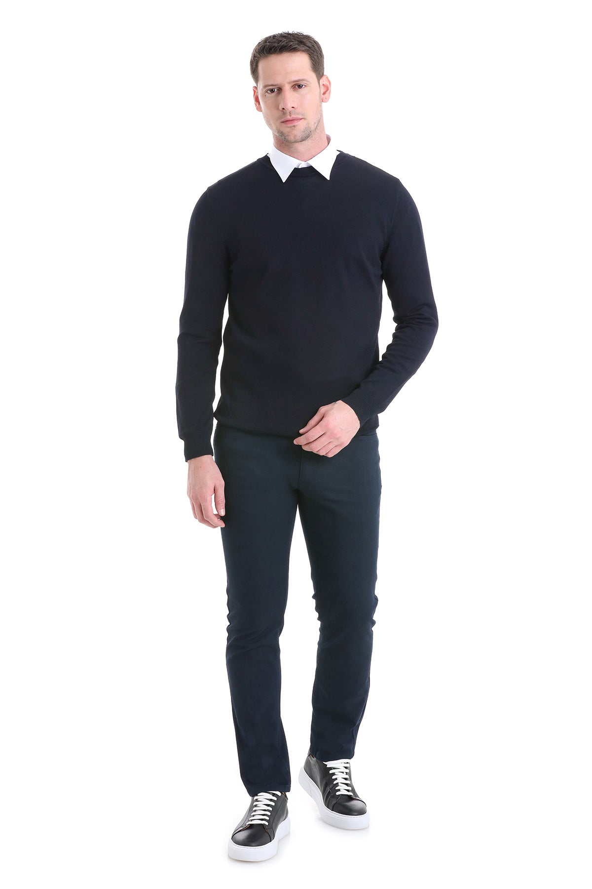 Regular Fit Navy Crewneck Sweater - MIB