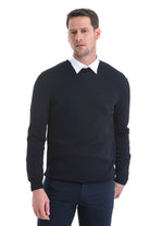 Regular Fit Navy Crewneck Sweater - MIB