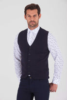 Regular Fit Navy - Light Purple Cotton Blend Vest - SAYKI