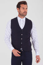 Regular Fit Navy - Light Purple Cotton Blend Vest - SAYKI