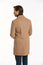 Regular Fit Notch Lapel Camel Overcoat - SAYKI