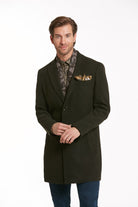 Regular Fit Notch Lapel Khaki Overcoat - SAYKI