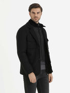 Regular Fit Notch Lapel Woollen Coat Black - Sayki