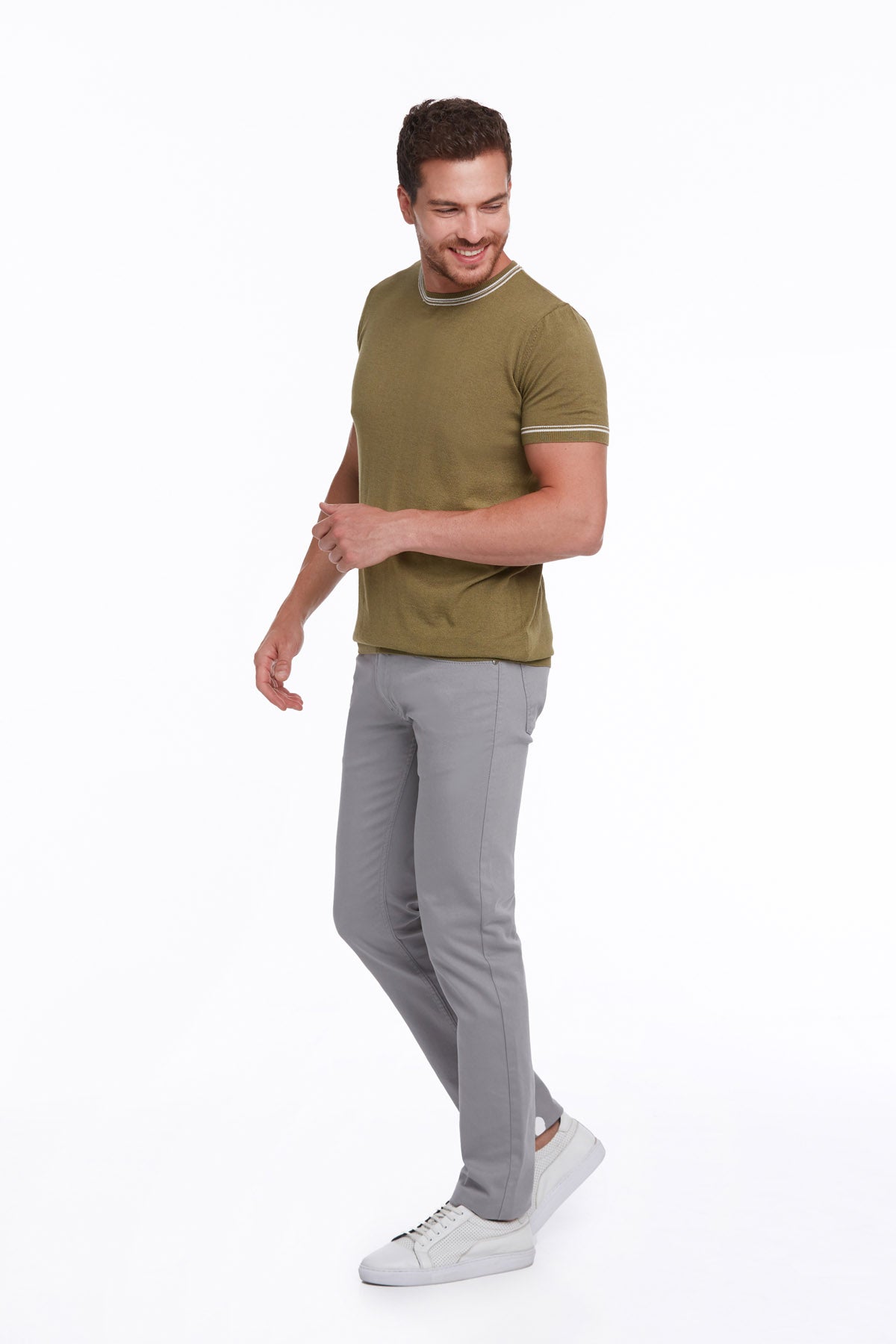 Regular Fit Olive Basic Crew Neck T-Shirt - MIB