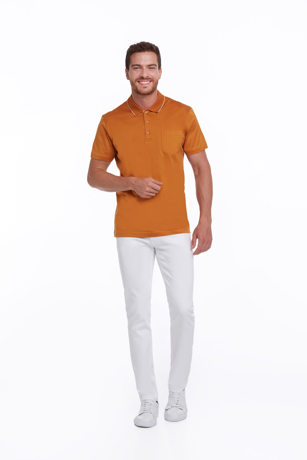 Regular Fit Orange Basic Cotton Polo T-Shirt - MIB