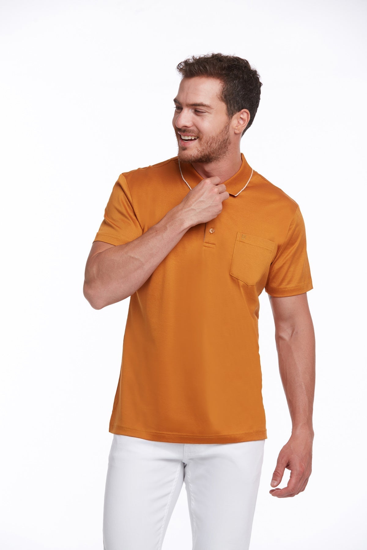 Regular Fit Orange Basic Cotton Polo T-Shirt - MIB