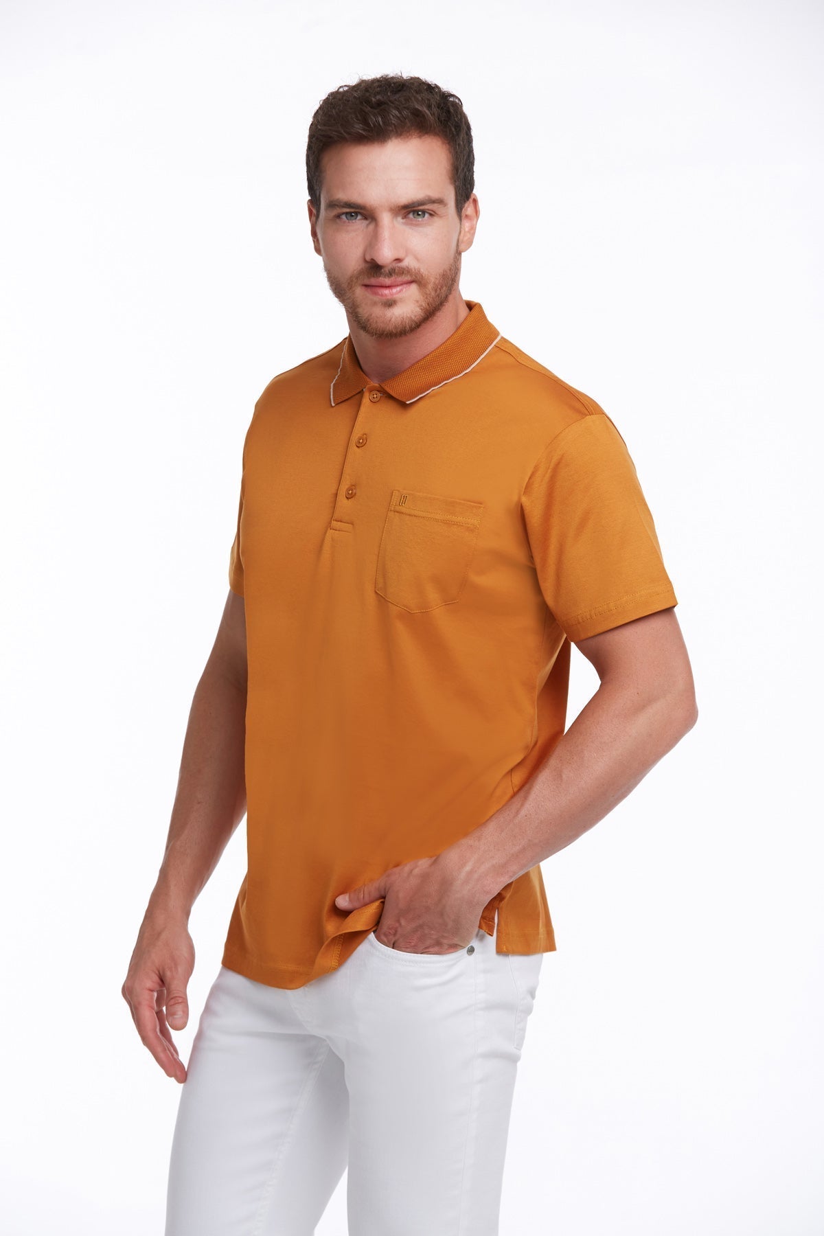 Regular Fit Orange Basic Cotton Polo T-Shirt - MIB