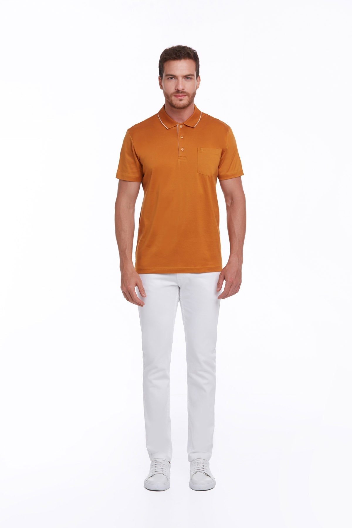 Regular Fit Orange Basic Cotton Polo T-Shirt - MIB