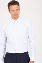 Regular Fit Patterned Cotton Blend Dress Shirt Light Blue