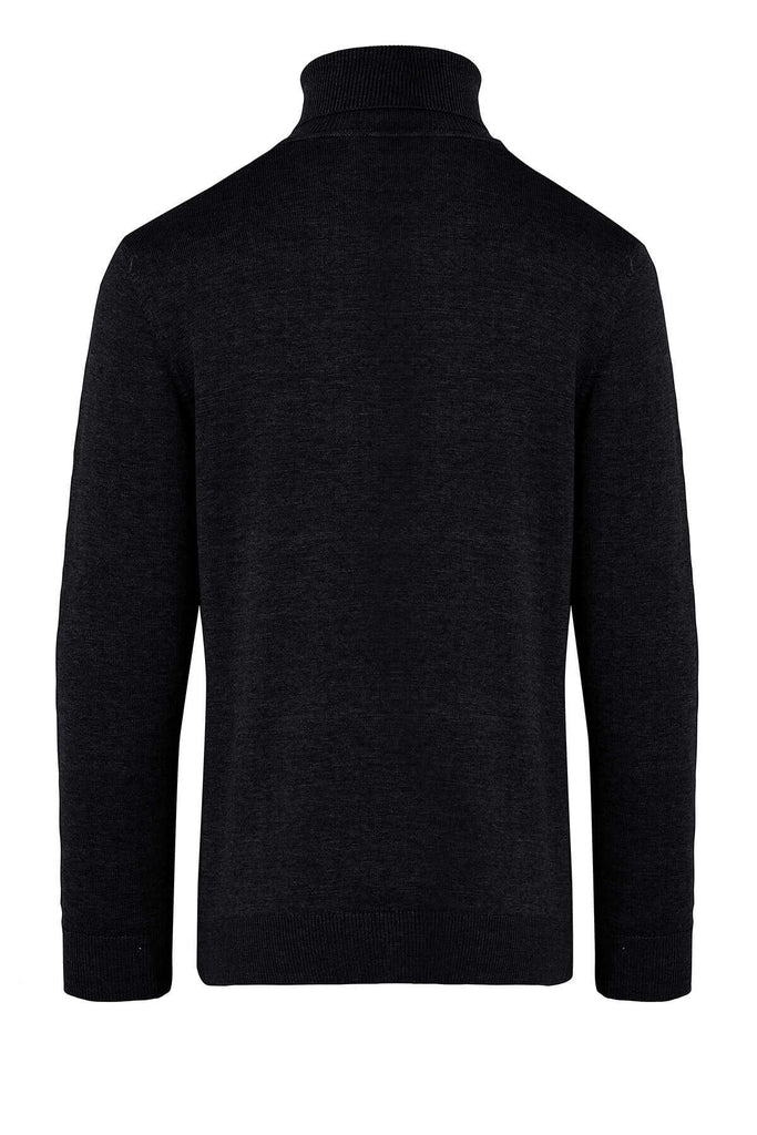 Regular Fit Patterned Cotton Blend Ecru Turtleneck Sweater