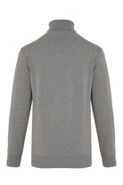 Regular Fit Patterned Cotton Blend Khaki Turtleneck Sweater