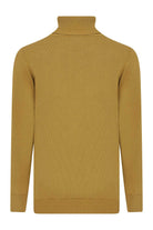 Regular Fit Patterned Cotton Blend Khaki Turtleneck Sweater