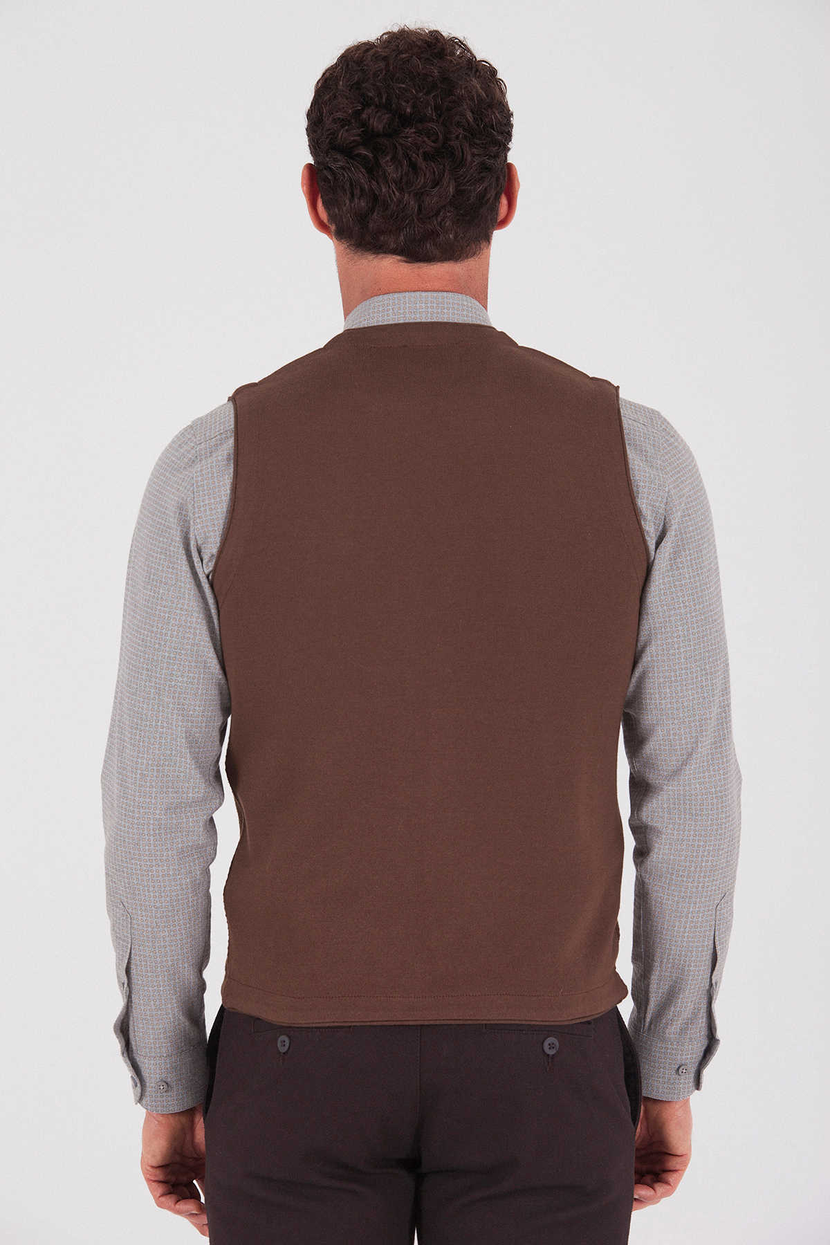 Regular Fit Patterned Cotton Blend Light Brown - Tan Vest