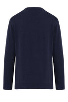 Regular Fit Patterned Cotton Blend Navy Crewneck Sweater