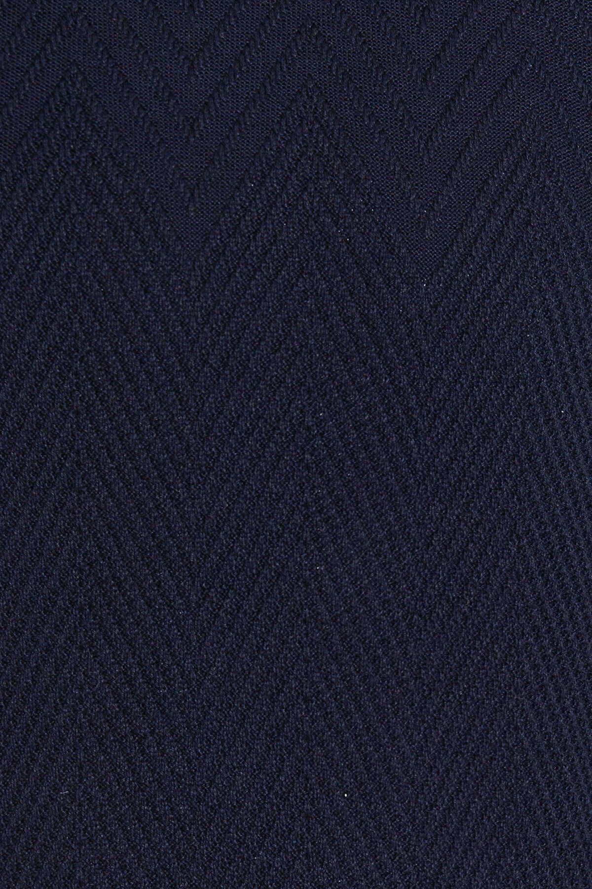 Regular Fit Patterned Cotton Blend Navy Crewneck Sweater