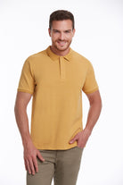 Regular Fit Patterned Cotton Blend Polo T-shirt Mustard