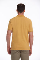 Regular Fit Patterned Cotton Blend Polo T-shirt Mustard