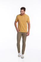 Regular Fit Patterned Cotton Blend Polo T-shirt Mustard