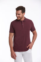 Regular Fit Patterned Cotton Blend Polo T-shirt Plum - MIB