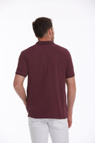 Regular Fit Patterned Cotton Blend Polo T-shirt Plum - MIB