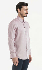 Regular Fit Patterned Cotton Dress Shirt Burgundy D. - MIB