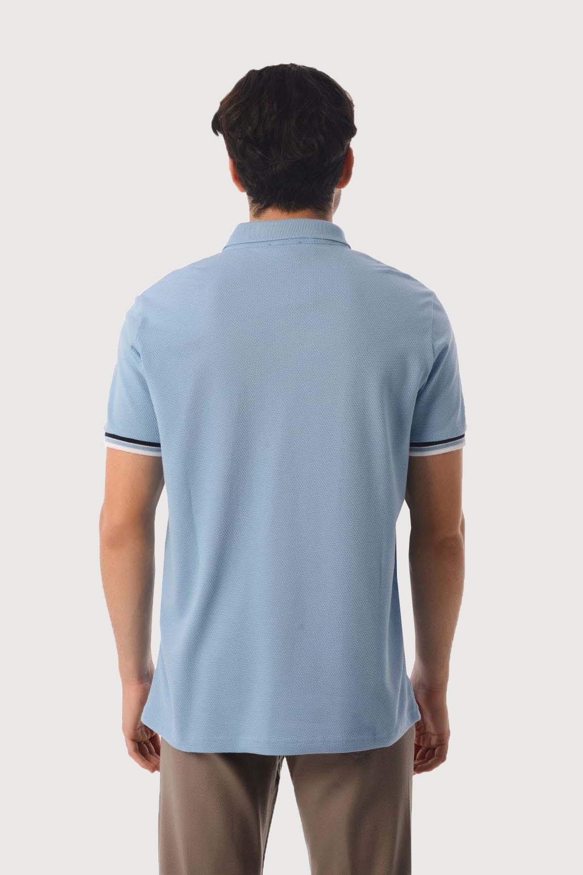 Regular Fit Patterned Cotton Polo T-shirt Light. Blue - MIB