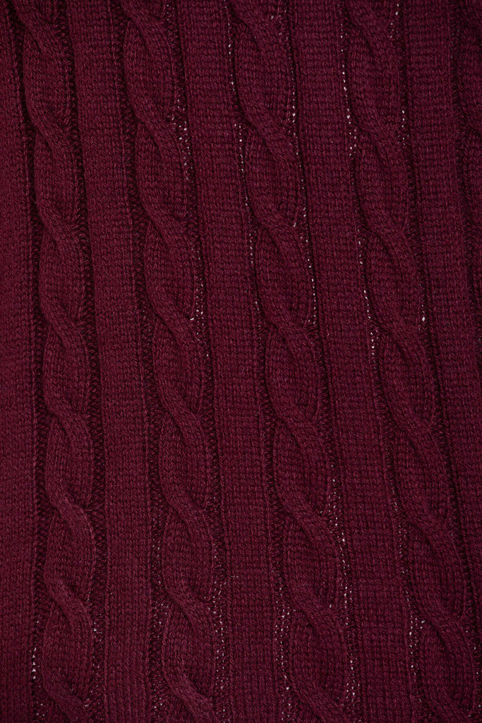 Regular Fit Patterned Wool Blend Burgundy Turtleneck