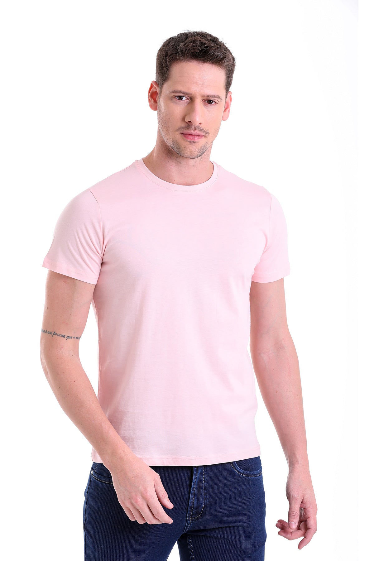 Regular Fit Pink Basic Cotton Crew Neck T-Shirt - MIB