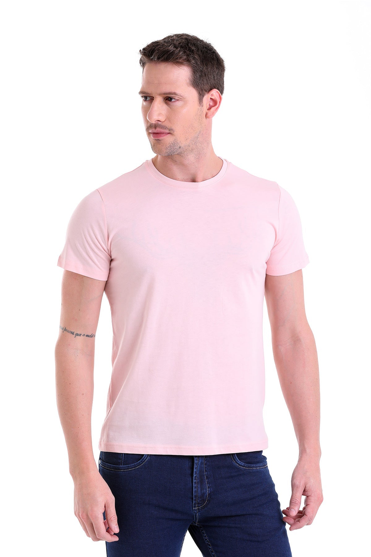 Regular Fit Pink Basic Cotton Crew Neck T-Shirt - MIB