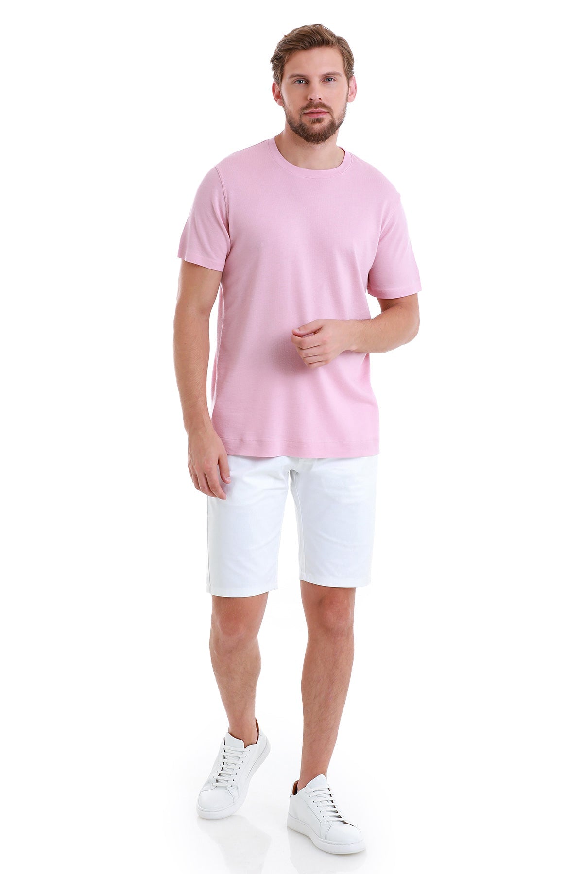 Regular Fit Pink Cotton Blend Crew Neck T-Shirt - MIB