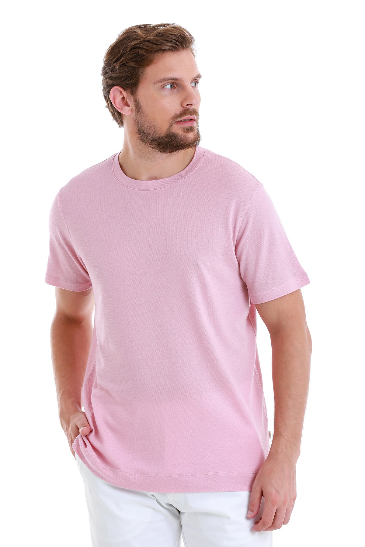 Regular Fit Pink Cotton Blend Crew Neck T-Shirt - MIB