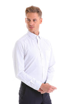 Regular Fit Pinstripe Cotton Blend Black Dress Shirt - MIB