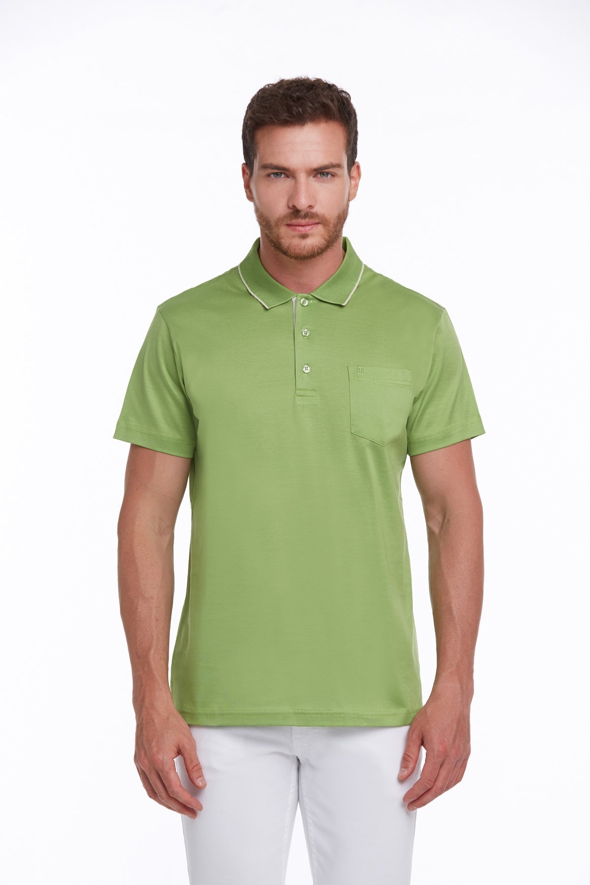 Regular Fit Pistachio Green Basic Cotton Polo T-Shirt - MIB