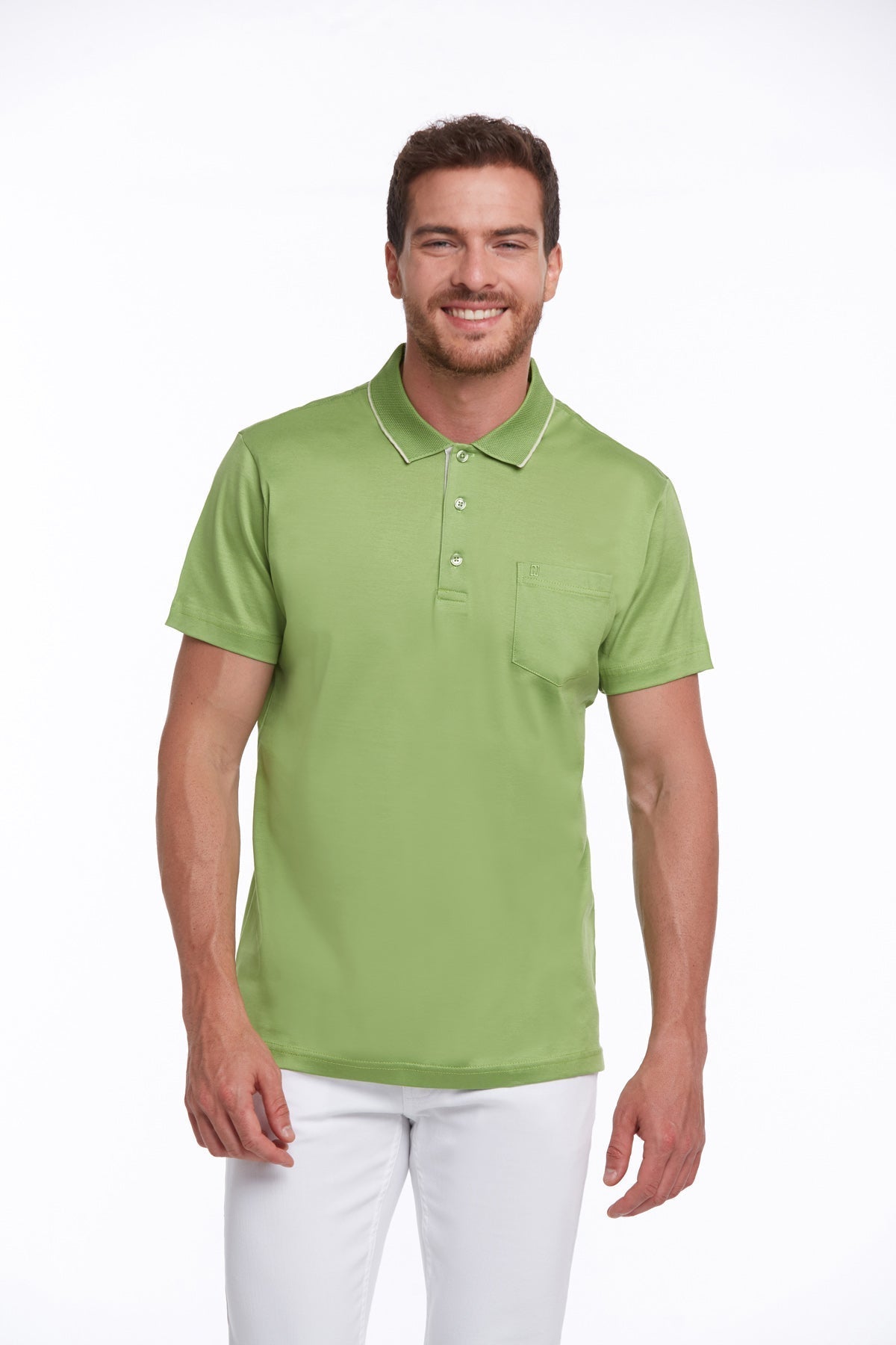 Regular Fit Pistachio Green Basic Cotton Polo T-Shirt - MIB