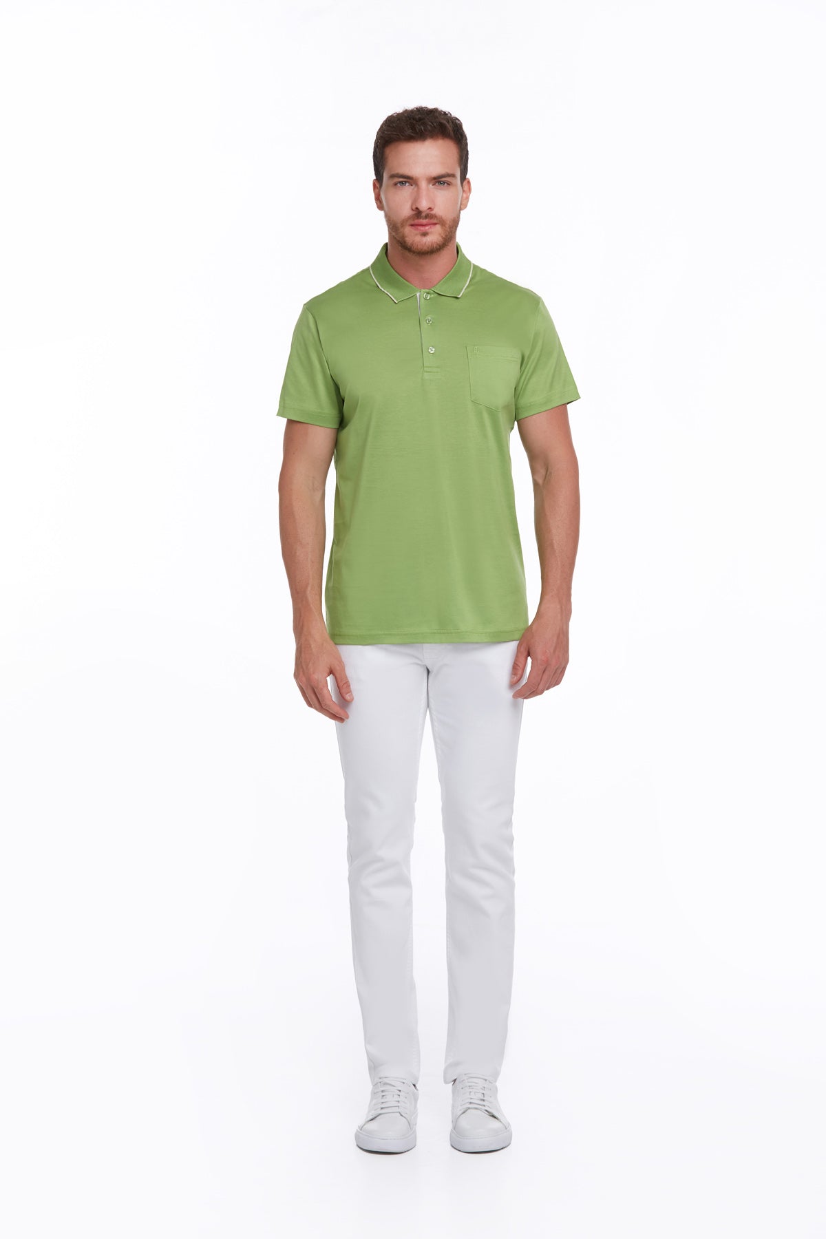 Regular Fit Pistachio Green Basic Cotton Polo T-Shirt - MIB