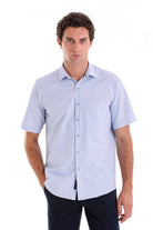 Regular Fit Plaid Cotton Blend Blue Dress Shirt - MIB