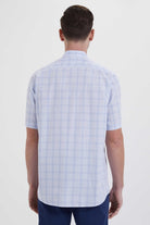 Regular Fit Plaid Cotton Blue Dress Shirt - MIB